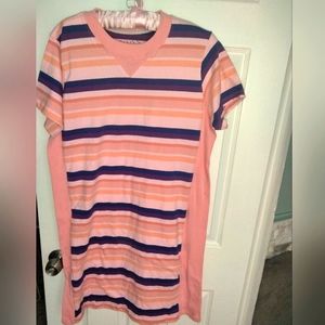 Mokuyobi Coral pink purple striped soft cotton dress Size Large NWOT boutique LA